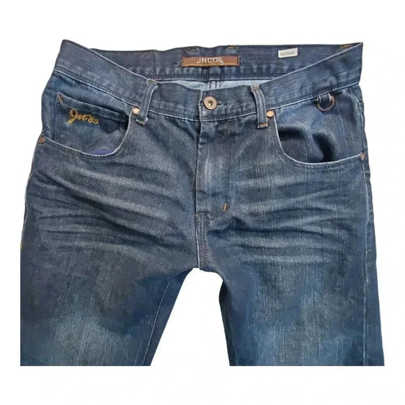 Vintage JNCO 85 Men 30x30 Crown Brand Blue Jeans Straight Leg Embroidered Pocket - Picture 12 of 16